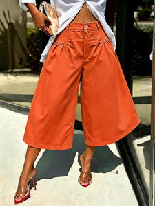 Produit Tendance 2026 – Pantalon Capri Décontracté Taille Haute Coupe Évasée pour Femme – Vente en Gros - Product Image 4