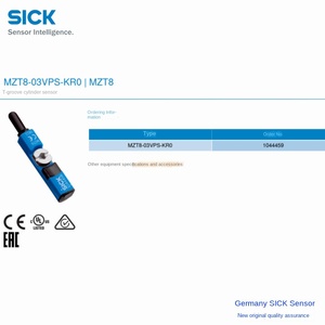 MZT8-03VPS-KR0 Alemania SICK Original Nuevo Sensor de Cilindro con Ranura en T de Fibra Óptica IP68 Carcasa de PC Número de Pedido 1044459 - Product Image 2