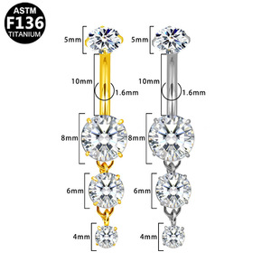 <b>Titanium</b> Navel <b>Ring</b> Heart Shape Prong Set Crystal Women's Fashion Jewelry Party Wear - Product Image 3