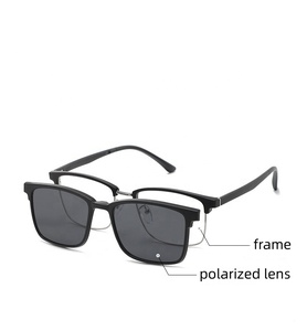 Clip em óculos óculos óculos polarizadores magnéticos com cinco clipes de visão noturna homens dupla ponte magnética vidro para homens - Product Image 5