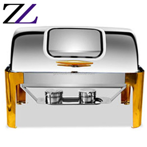 Hoàng Gia Nhà Bếp Phục Vụ Hiển Khán Đài 1/2 Ấm Thực Phẩm Khay Rượu Vàng Tự Chọn Nhúng Điện <span class=keywords><strong>Acrylic</strong></span> Bìa Cho Chaffing Món Ăn - Product Image 4