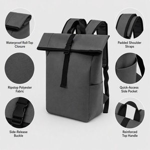 Maßgefertigter Diebstahlsicherer Modischer Rucksack Schweißresistentes Material Umweltfreundliche Recycelte Fasern Vielseitige Aufbewahrungseinheit für Pendler - Product Image 2