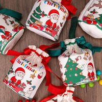 Sacs cadeaux de Noël à cordon avec poignée, sacs en toile réutilisables pour cadeaux de Noël