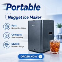 Nouvelle machine à glaçons en pépites portable OEM 2026, alimentée par batterie, vente en gros, machine à glaçons rapide en 6 minutes pour l'extérieur et la maison