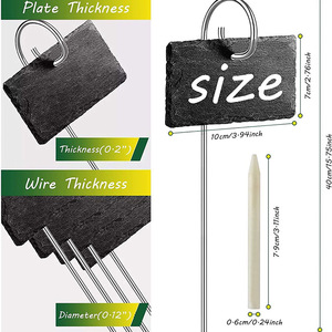 Etiquettes pour plantes en <span class=keywords><strong>ardoise</strong></span>, 12 pièces, marqueurs de jardin rectangulaires avec support en fil <span class=keywords><strong>d</strong></span>'acier pour l'identification des plantes - Product Image 6