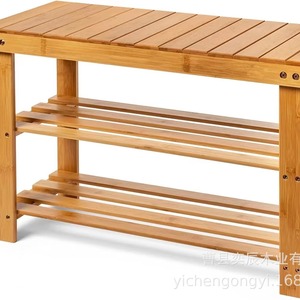 Natural Bamboo <b>Shoe</b> Rack Three Tier <b>Storage</b> Bench <b>Space</b> <b>Saving</b> Entryway Organizer For Home Use - Product Image 5