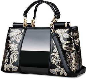 Magnifique sac à main en similicuir pour femme avec détail pompon tendance, fermeture éclair sécurisée, deux poignées, intérieur spacieux - Product Image 2