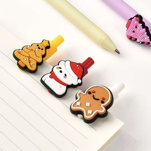 Stylos à encre gel personnalisés blancs et rouges de Noël, dessin animé, en plastique ABS, 0,5 mm, encre noire imprimée UV, cadeaux promotionnels pour le bureau et l'école - Product Image 3