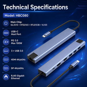Hub <span class=keywords><strong>USB</strong></span>-C 7 en 1 double <span class=keywords><strong>HDMI</strong></span> 4K 60Hz, Ethernet Gigabit RJ45, 100W PD, station d'accueil multiport Type C pour MacBook et ordinateur portable - Product Image 2