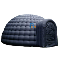 Tente dôme Igloo gonflable pliable noire en matériau Oxford géant avec souffleur pour l'extérieur