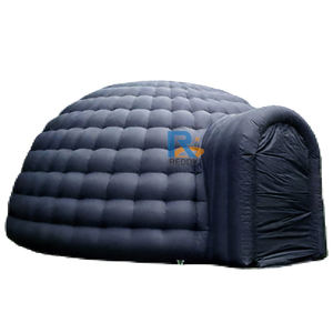 Carpa de cúpula de iglú de aire inflable plegable negro de Material Oxford gigante con soplador para exteriores - Product Image 5