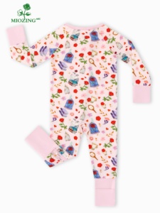 Miozing 2026 Romper Bayi Premium Bermotif Mawar Terbaru Semua Musim 180gsm Bahan Bambu Lembut Ritsleting Ganda Bernapas Grosir Pakaian Bayi - Product Image 3
