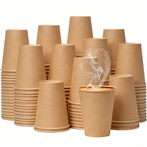 Vasos de Papel Kraft de Pared Simple de 8oz, Reciclables, para Bebidas Calientes, para Llevar, Ecológicos, Desechables, para Café - Product Image 2