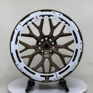 HZH Cerchi Forgiati 18 19 20 21 Pollici 5x112 5x114.3 a <span class=keywords><strong>10</strong></span> Razze a Y, Cerchi in Lega Personalizzati Nero Lucido con Anello Bianco per GTI A5 TT GR86 BRZ - Product Image 1