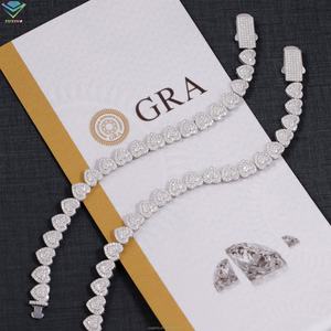 Pulsera Cubana de Diseño de Corazón con Moissanita GRA de Moda, 10 mm, Plata de Ley 925, Pulsera Hip Hop, Pulsera Cubana de Corazón con Moissanita VVS - Product Image 4