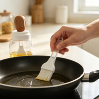 Bouteille Distributrice d'Huile en Verre avec Brosse à Badigeonner en Silicone Intégrée – Gadget de Cuisine pour Cuisson, Pâtisserie et Barbecue – Offre Spéciale