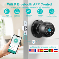 Serrure de porte intelligente professionnelle avec poignée intérieure numérique électronique à empreinte digitale et clavier, compatible application Tuya