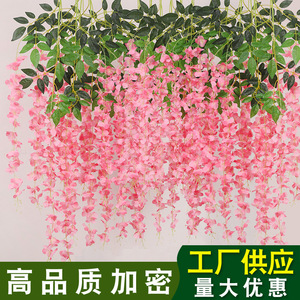 Guirnalda de Flores Artificiales de Glicinia Shangchu de 100 cm, Decoración para Bodas y Hogar, Enredadera Artificial para Techo Interior, Morado, Rosa, Amarillo, Verde - Product Image 3