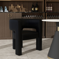 Chaises de salle à manger modernes en forme de baril, revêtement en velours noir, chaises d'appoint confortables avec accoudoirs pour coiffeuse ou salon