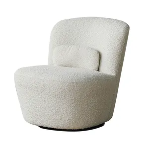 Modern Hotel Waiting Easy Occasion Chairs Comfortable Single Sofa Chair Sheep Skin Fabric Swivel Chair Living Room Furniture