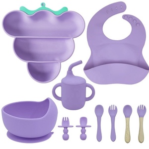Yeni Gelenler BPA İçermeyen Silikon Bebek Sofra Seti Gıda Sınıfı Silikon Önlük Tabak Kase Kaşık Çatal Yemek Takımı Bebek Besleme Çatal Bıçak Seti - Product Image 5