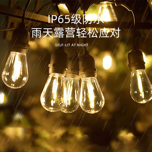 Outdoor S14 <b>Solar</b> <b>String</b> <b>Light</b> LED Bulbs Waterproof For Camping Courtyard Ambient Lighting With Remote Control - Product Image 1