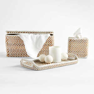 Boîte à mouchoirs vintage faite à la main, écologique, avec logo, couleur blanche, personnalisable, accessoires de cuisine en gros pour la maison et la restauration - Product Image 4