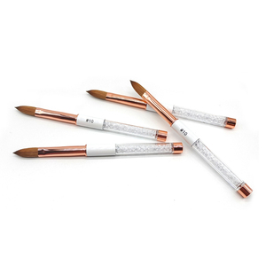 Pinceau à ongles en acrylique 100% Kolinsky Sable avec manche diamanté blanc doré, logo OEM pour ongles en acrylique - Product Image 3