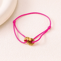 Bracelet tressé réglable en acier inoxydable avec double anneau, style corde, pour femmes et hommes