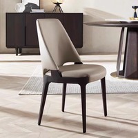 Chaise de salle à manger en bois massif de style nordique haut de gamme, avec revêtement en cuir, design sans accoudoirs, pour la maison et les restaurants