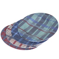 Vente chaude 9 ''/11'' Assiette ronde cahoteuse à carreaux classique Plats de salade de dîner en mélamine incassables durables sans BPA pour servir des aliments
