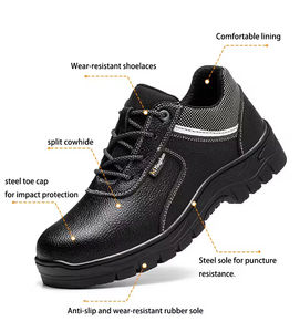 รองเท้าเซฟตี้สำหรับโรงงานก่อสร้าง ระบายอากาศได้ดี แบบผูกเชือก หัวเหล็ก ป้องกันการเจาะทะลุ กันลื่น ป้องกันได้ทุกฤดู - Product Image 2