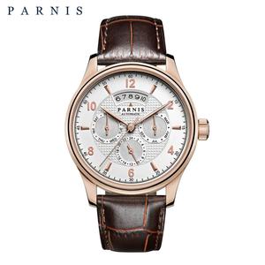 Reloj de Hombre Automático Mecánico Fashion <span class=keywords><strong>Parnis</strong></span> de 43 mm con Caja de Acero Inoxidable, Correa de Cuero, Cristal de Zafiro, Calendario y Movimiento Miyota - Product Image 4