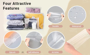 Sacchetti <span class=keywords><strong>in</strong></span> <span class=keywords><strong>Plastica</strong></span> Opaca con Cerniera Personalizzabili con LOGO per Calzini e Biancheria Intima, Buste Traslucide con Chiusura a Zip per Abbigliamento - Product Image 4