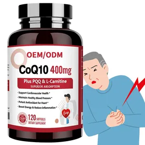 Private Label CoQ10 400 mg Softgels for Heart and Vascular Health with PQQ L Carnitine Coenzyme Q10 Capsules