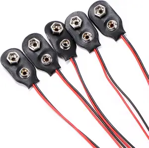9 V Batterie anschluss, Schnapp verschluss 9 V (9 Volt) Batterieclip-Anschluss I Typ Schwarz W Kabel