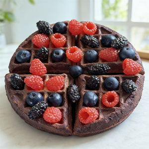 Modelo de Waffle Belga Artificial de Plástico Realista, con Frambuesas y Salsas, para Exhibición en Vitrinas de Cafeterías y Decoración de Alimentos - Product Image 2