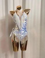 Combinaison sexy à paillettes, maillot de bain, costume de danse latine, costume de danse du ventre, une pièce, dégradé de couleurs, EDC Rave, spectacle sur scène, show girl