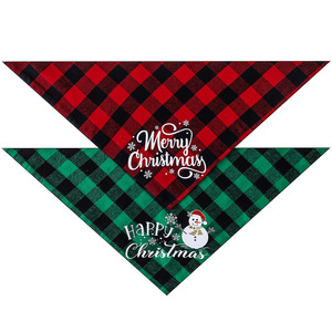 ผ้าพันคอสุนัขลายสก็อตสั่งทำขายส่ง ผ้าพันคอสุนัขผ้าฝ้ายอย่างดี ขนาดกลาง-ใหญ่ ลายสุขสันต์วันคริสต์มาส สำหรับสุนัข - Product Image 5