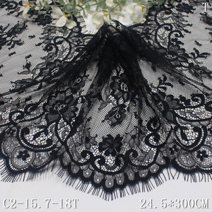 Personalized Wholesale Price 24CM Wide <strong>Soft</strong> Chantilly <strong>Lace</strong> <strong>Fabric</strong> Beautiful Black French Eyelash <strong>Lace</strong> <strong>Fabric</strong> for Women Dress - Product Image 6
