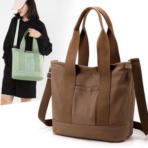 New Women's Large Capacity Tote <b>Canvas</b> <b>Bag</b> Multi-pocket Crossbody <b>Bag</b> Portable Single Shoulder <b>Bag</b> for School Travel - Product Image 1