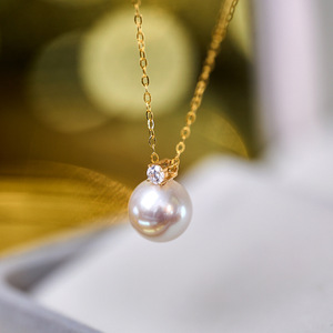 Ensemble collier et boucles d'oreilles en argent pur S925 avec pendentif en perle de culture de style tournesol en chanvre véritable de 8-9 mm - Product Image 3