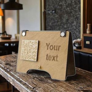 Support de menu en bois avec code QR pour restaurant et présentoir de codes QR sur pied pour bar avec base en bois et finition élégante - Product Image 3