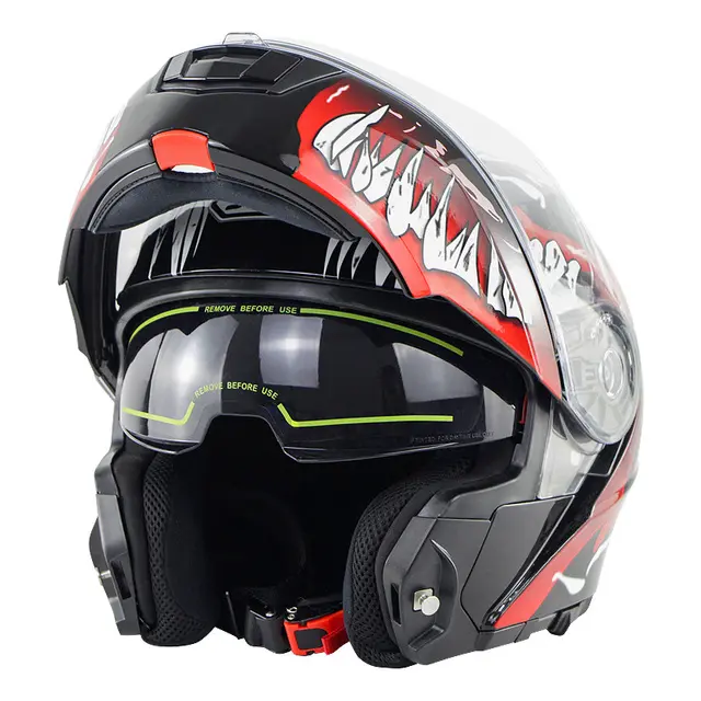 Factory Wholesale Filp up Modular Motorcycle Helmet Hot Sale Casco Moto Dual Visors Diving Riding Helmet