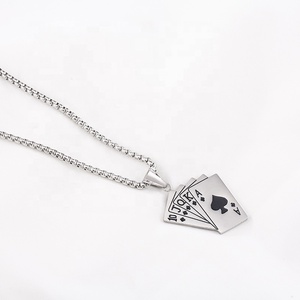 Kalung Liontin Gaya <span class=keywords><strong>Rock</strong></span> Hip Hop Pria/Wanita, Tren Punk Baja Tahan Karat Bermain Kartu Kalung untuk Pria/Wanita - Product Image 3