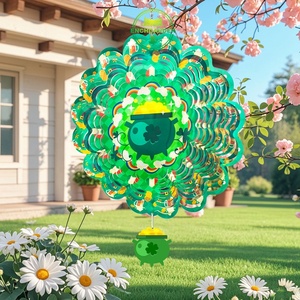 Molino de Viento 3D Mandala, Molino de Viento Colgante de Acero Inoxidable para Adornos de Jardín, Molinos de Viento Espirales de Plástico, Recipiente para Monedas Doradas - Product Image 4