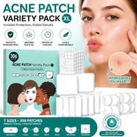 Patchs Hydrocolloïdes Personnalisés Contre l'Acné, Lot Varié 306 Points, 7 Tailles, Patchs Anti-Boutons pour le Visage, Vente en Gros, Usine OEM