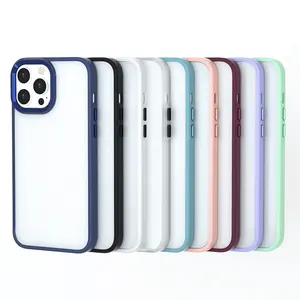 Detachable Metal Button Frosted Protective PC Transparent Shockproof Phone Case For IPhone 15 14 13 12 11 Pro Max Plus