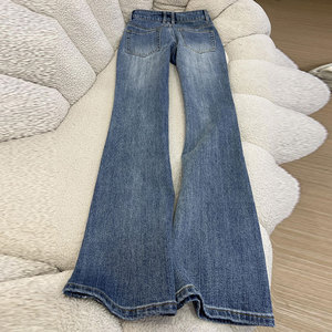 OEM ODM pantaloni a <span class=keywords><strong>vita</strong></span> <span class=keywords><strong>bassa</strong></span> da donna in Denim svasati alla <span class=keywords><strong>moda</strong></span> pantaloni in Denim larghi alla <span class=keywords><strong>moda</strong></span> pantaloni larghi in Denim morbidi - Product Image 2