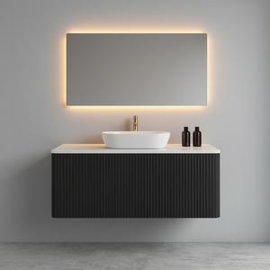 Db U057 Etna30W 30 In Striped Brushed Black Oak <b>Floating</b> Bathroom Vanity With White Ceramic Sink Modern Contemporary Design - Product Image 2